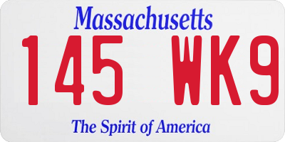 MA license plate 145WK9