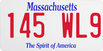 MA license plate 145WL9