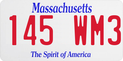 MA license plate 145WM3