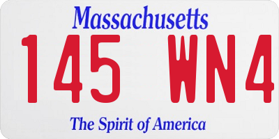 MA license plate 145WN4