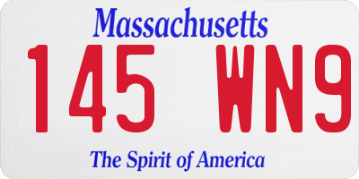 MA license plate 145WN9