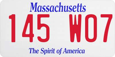 MA license plate 145WO7