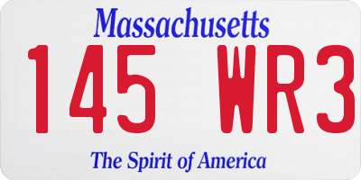 MA license plate 145WR3