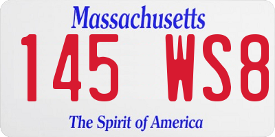MA license plate 145WS8