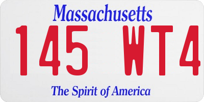 MA license plate 145WT4