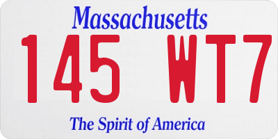 MA license plate 145WT7