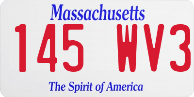 MA license plate 145WV3