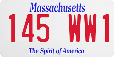 MA license plate 145WW1