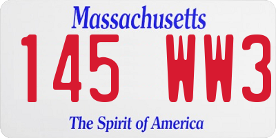 MA license plate 145WW3