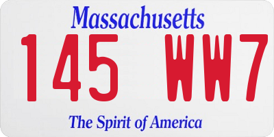 MA license plate 145WW7