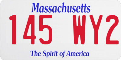 MA license plate 145WY2