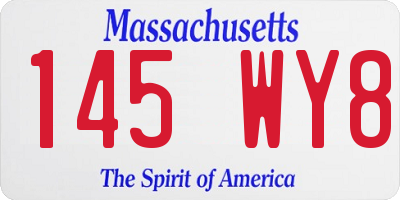 MA license plate 145WY8