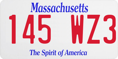 MA license plate 145WZ3