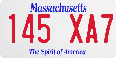MA license plate 145XA7