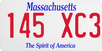 MA license plate 145XC3