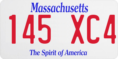 MA license plate 145XC4
