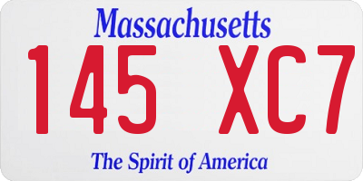 MA license plate 145XC7