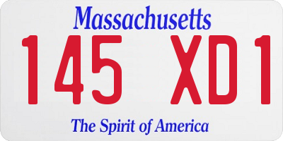 MA license plate 145XD1