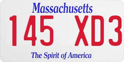 MA license plate 145XD3