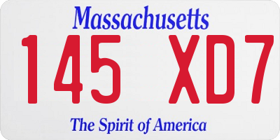 MA license plate 145XD7