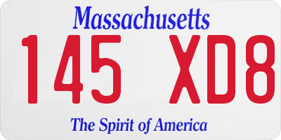 MA license plate 145XD8