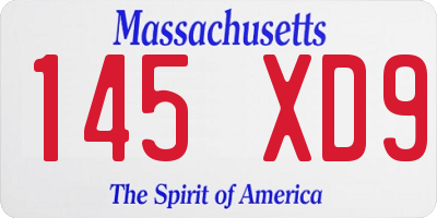 MA license plate 145XD9
