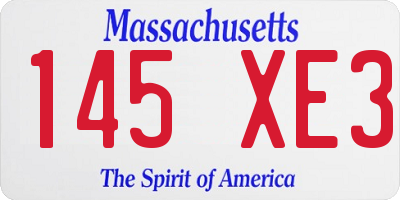 MA license plate 145XE3