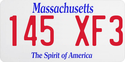 MA license plate 145XF3