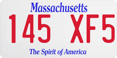 MA license plate 145XF5