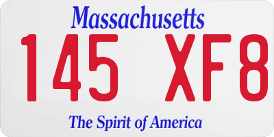 MA license plate 145XF8