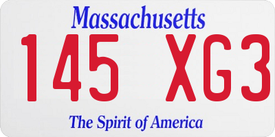 MA license plate 145XG3