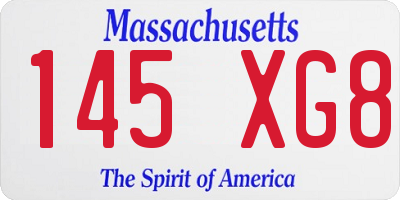 MA license plate 145XG8