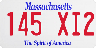 MA license plate 145XI2