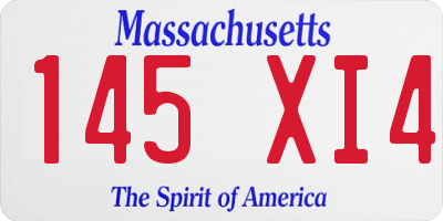 MA license plate 145XI4