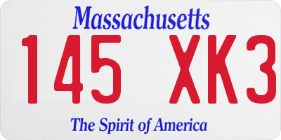 MA license plate 145XK3