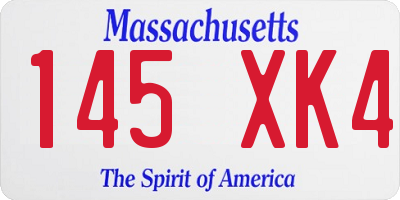 MA license plate 145XK4