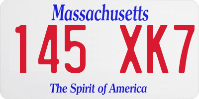 MA license plate 145XK7