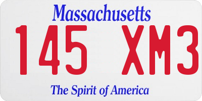 MA license plate 145XM3