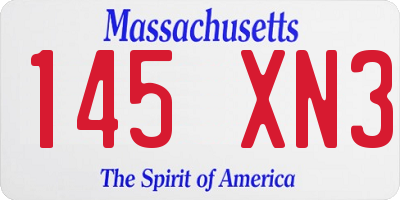 MA license plate 145XN3