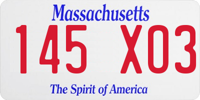 MA license plate 145XO3