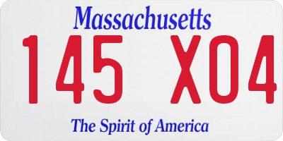 MA license plate 145XO4