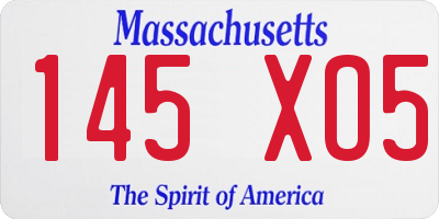 MA license plate 145XO5