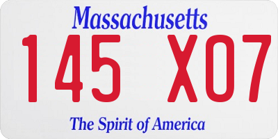 MA license plate 145XO7