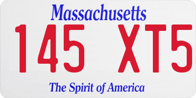 MA license plate 145XT5