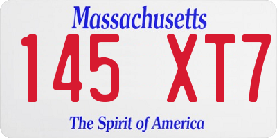 MA license plate 145XT7
