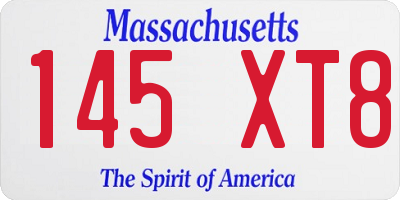 MA license plate 145XT8