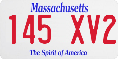 MA license plate 145XV2