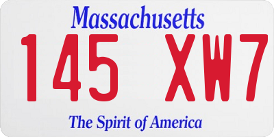 MA license plate 145XW7