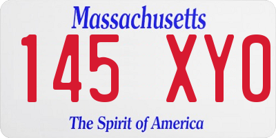 MA license plate 145XY0