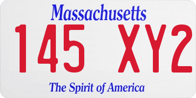 MA license plate 145XY2